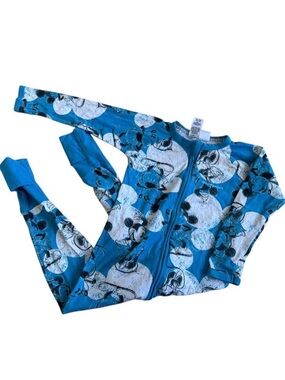 Disney Blue Mickey Mouse Zip-Up Footed Pajamas
